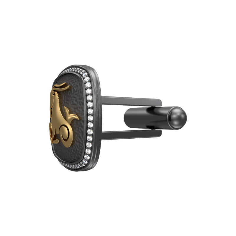 Capricorn Zodiac Luxe, Constellation Cufflink Set with CZ Diamonds, 18kt Gold & Black Ruthenium Plating on Brass.