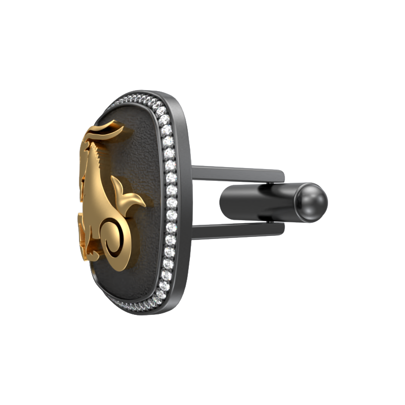 Capricorn Zodiac Luxe, Constellation Cufflink Set with CZ Diamonds, 18kt Gold & Black Ruthenium Plating on Brass.