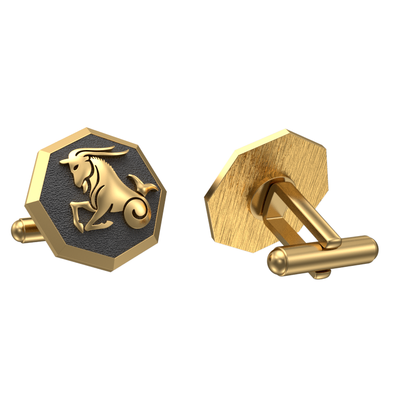 Capricorn Zodiac , Constellation Cufflink Set with 18kt Gold & Black Ruthenium Plating on Brass.