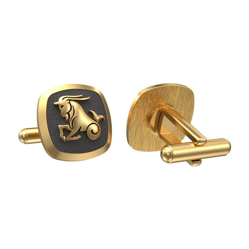 Capricorn Zodiac , Constellation Cufflink Set with 18kt Gold & Black Ruthenium Plating on Brass.