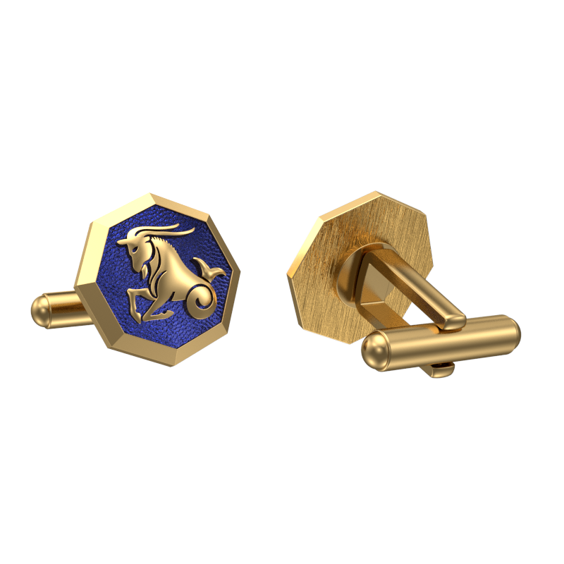 Capricorn Zodiac , Constellation Cufflink Set with 18kt Gold & Black Ruthenium Plating on Brass.