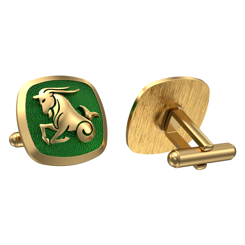 Capricorn Zodiac , Constellation Cufflink Set with 18kt Gold & Black Ruthenium Plating on Brass.