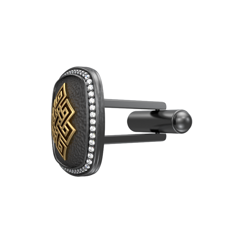 Infinity Luxe, Spiritual Cufflink Set with CZ Diamonds, 18kt Gold & Black Ruthenium Plating on Brass.