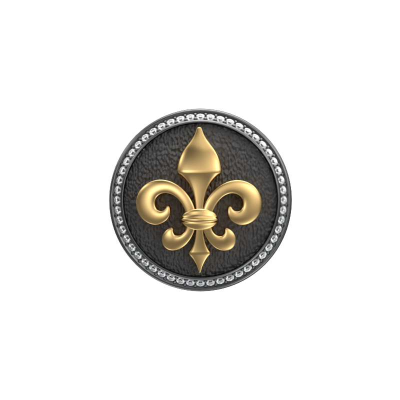 Fleur di lis Luxe, Spiritual Cufflink Set with CZ Diamonds, 18kt Gold & Black Ruthenium Plating on Brass.