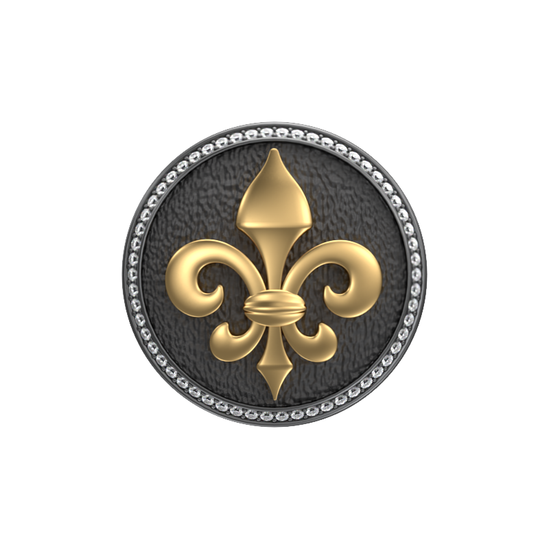 Fleur di lis Luxe, Spiritual Cufflink Set with CZ Diamonds, 18kt Gold & Black Ruthenium Plating on Brass.