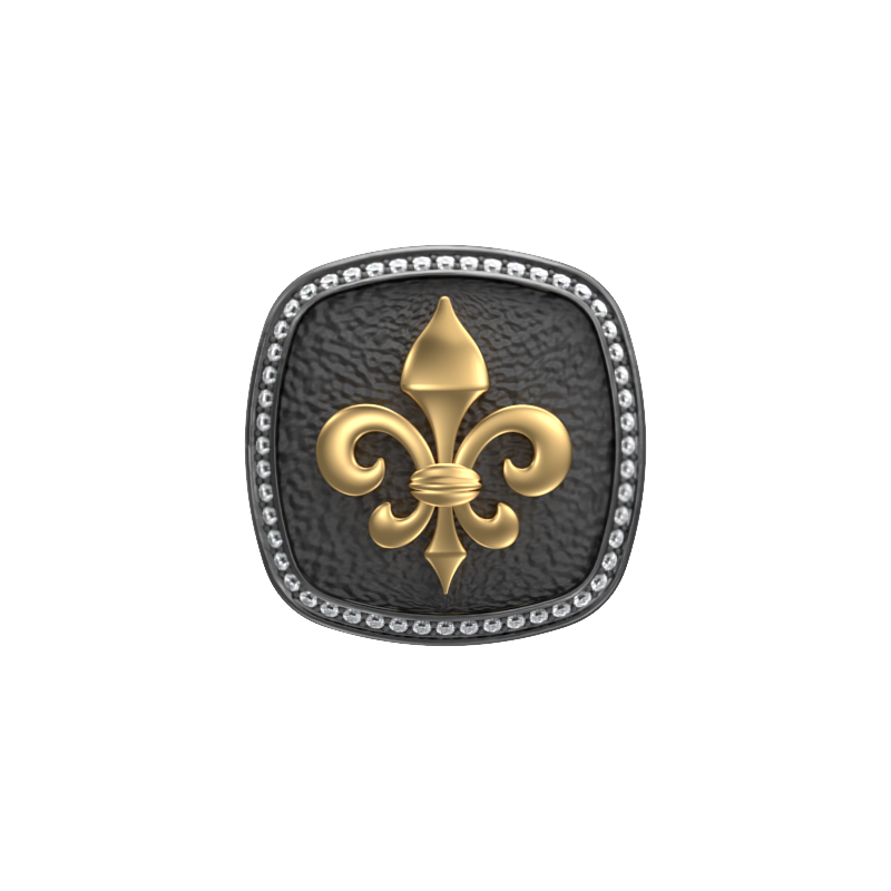 Fleur di lis Luxe, Spiritual Cufflink Set with CZ Diamonds, 18kt Gold & Black Ruthenium Plating on Brass.
