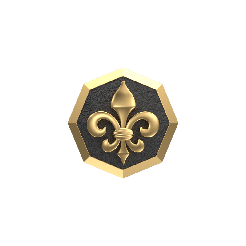 Fleur di lis, Spiritual Cufflink Set with 18kt Gold & Black Ruthenium Plating on Brass.