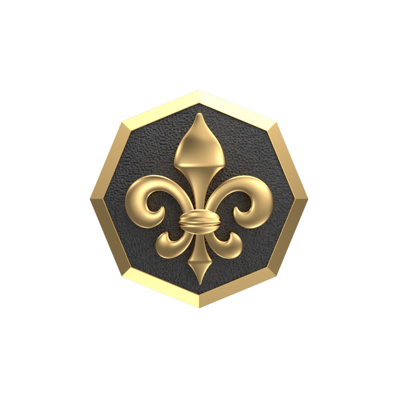 Fleur di lis, Spiritual Cufflink Set with 18kt Gold & Black Ruthenium Plating on Brass.