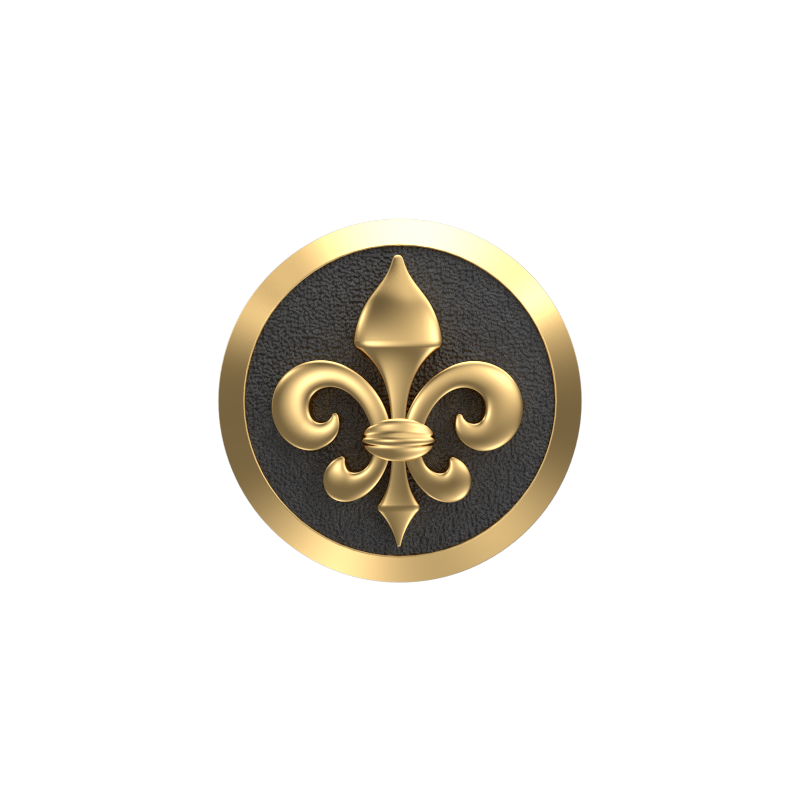 Fleur di lis, Spiritual Cufflink Set with 18kt Gold & Black Ruthenium Plating on Brass.