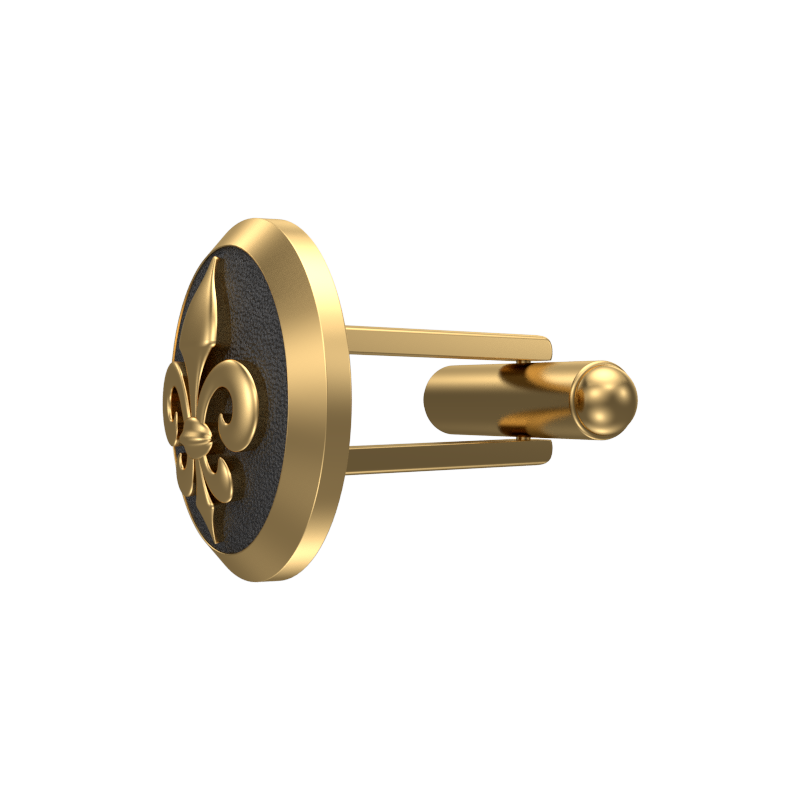 Fleur di lis, Spiritual Cufflink Set with 18kt Gold & Black Ruthenium Plating on Brass.