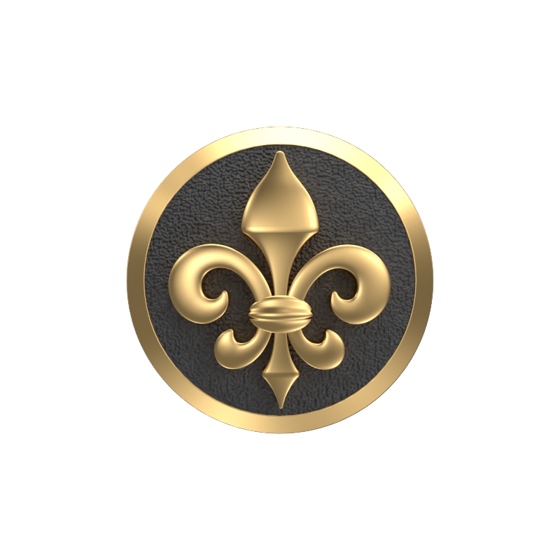 Fleur di lis, Spiritual Cufflink Set with 18kt Gold & Black Ruthenium Plating on Brass.