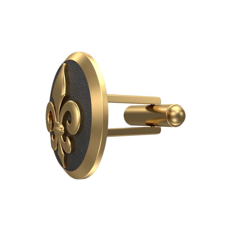 Fleur di lis, Spiritual Cufflink Set with 18kt Gold & Black Ruthenium Plating on Brass.