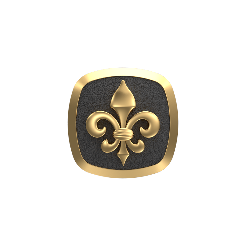 Fleur di lis, Spiritual Cufflink Set with 18kt Gold & Black Ruthenium Plating on Brass.