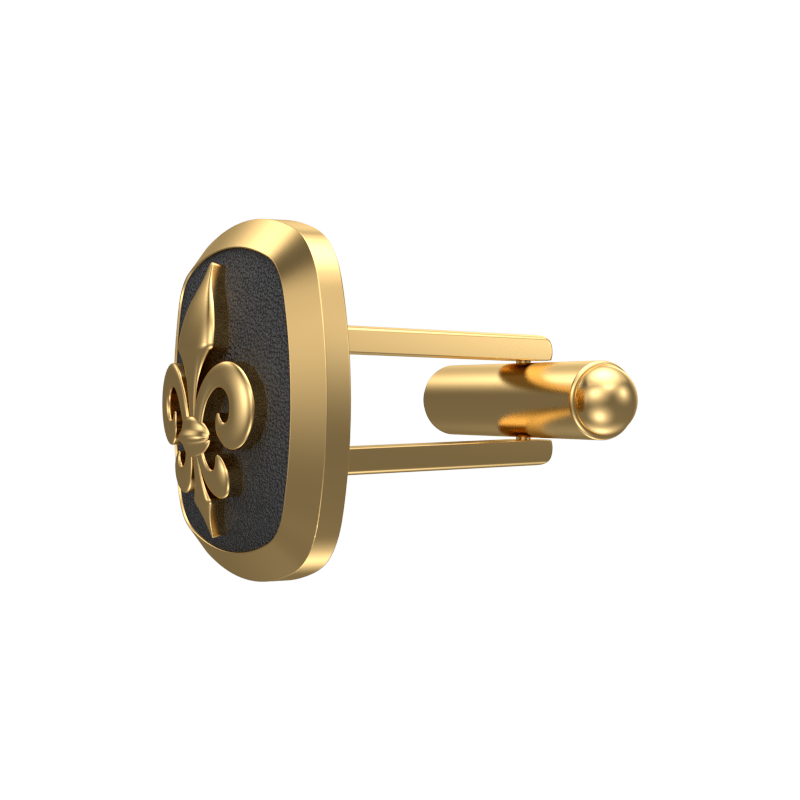 Fleur di lis, Spiritual Cufflink Set with 18kt Gold & Black Ruthenium Plating on Brass.