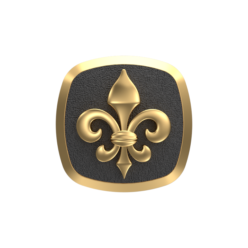 Fleur di lis, Spiritual Cufflink Set with 18kt Gold & Black Ruthenium Plating on Brass.
