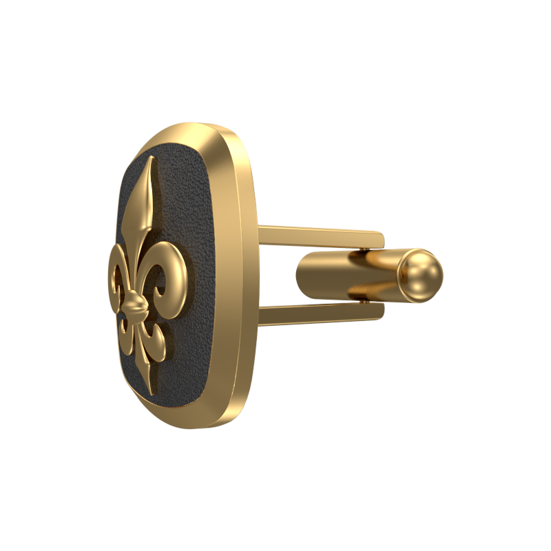 Fleur di lis, Spiritual Cufflink Set with 18kt Gold & Black Ruthenium Plating on Brass.