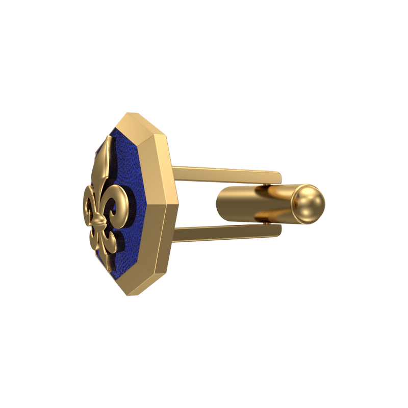 Fleur di lis, Spiritual Cufflink Set with 18kt Gold & Black Ruthenium Plating on Brass.