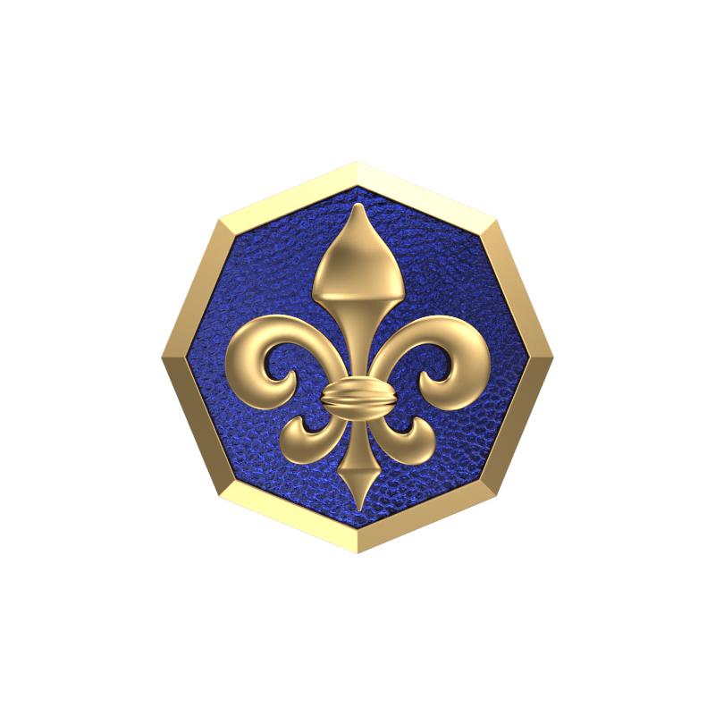 Fleur di lis, Spiritual Cufflink Set with 18kt Gold & Black Ruthenium Plating on Brass.