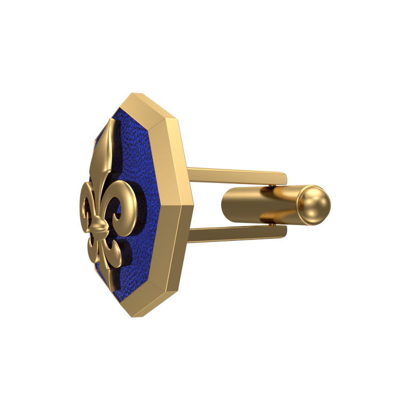 Fleur di lis, Spiritual Cufflink Set with 18kt Gold & Black Ruthenium Plating on Brass.