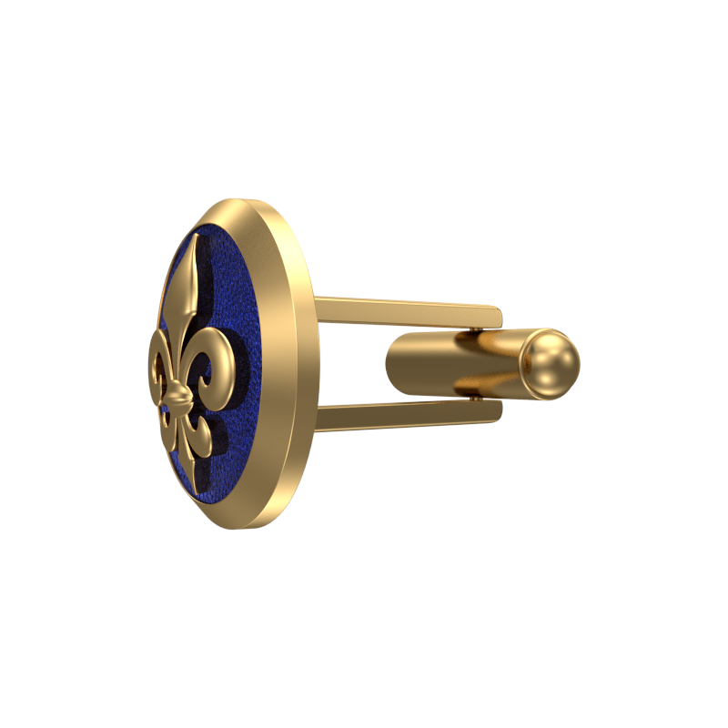 Fleur di lis, Spiritual Cufflink Set with 18kt Gold & Black Ruthenium Plating on Brass.