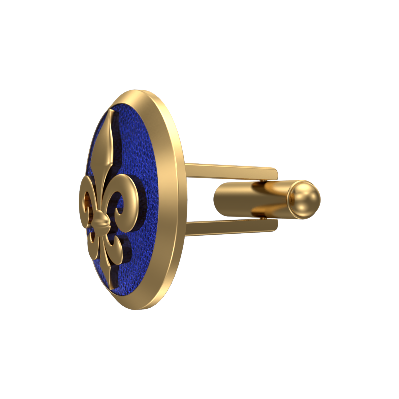 Fleur di lis, Spiritual Cufflink Set with 18kt Gold & Black Ruthenium Plating on Brass.