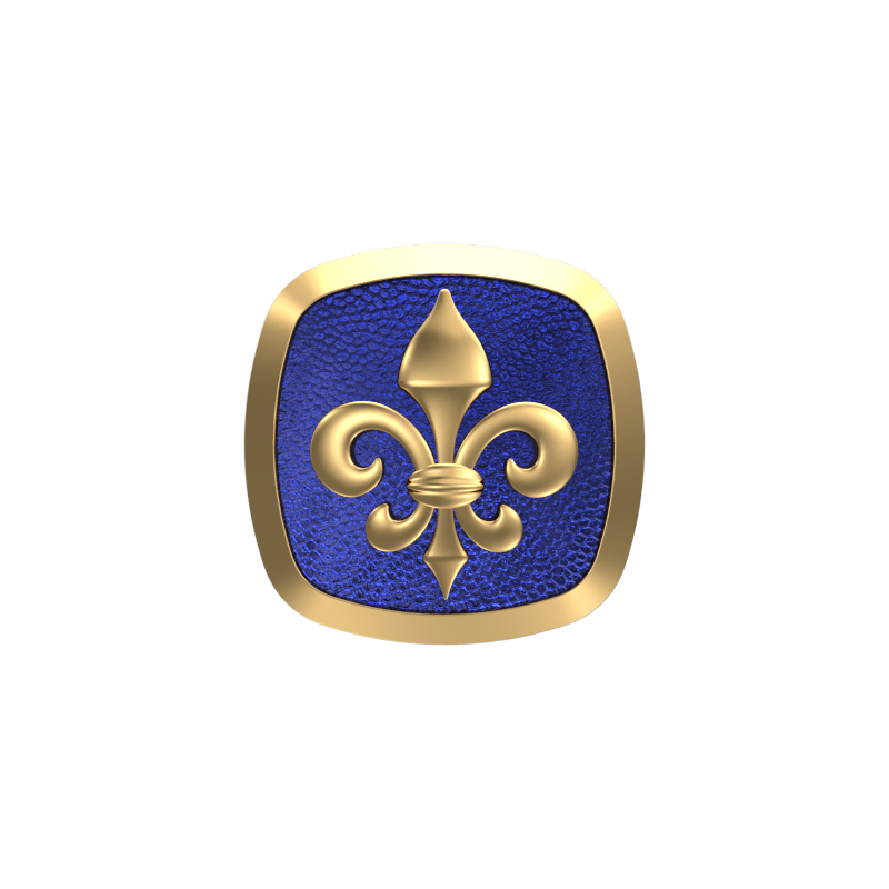 Fleur di lis, Spiritual Cufflink Set with 18kt Gold & Black Ruthenium Plating on Brass.