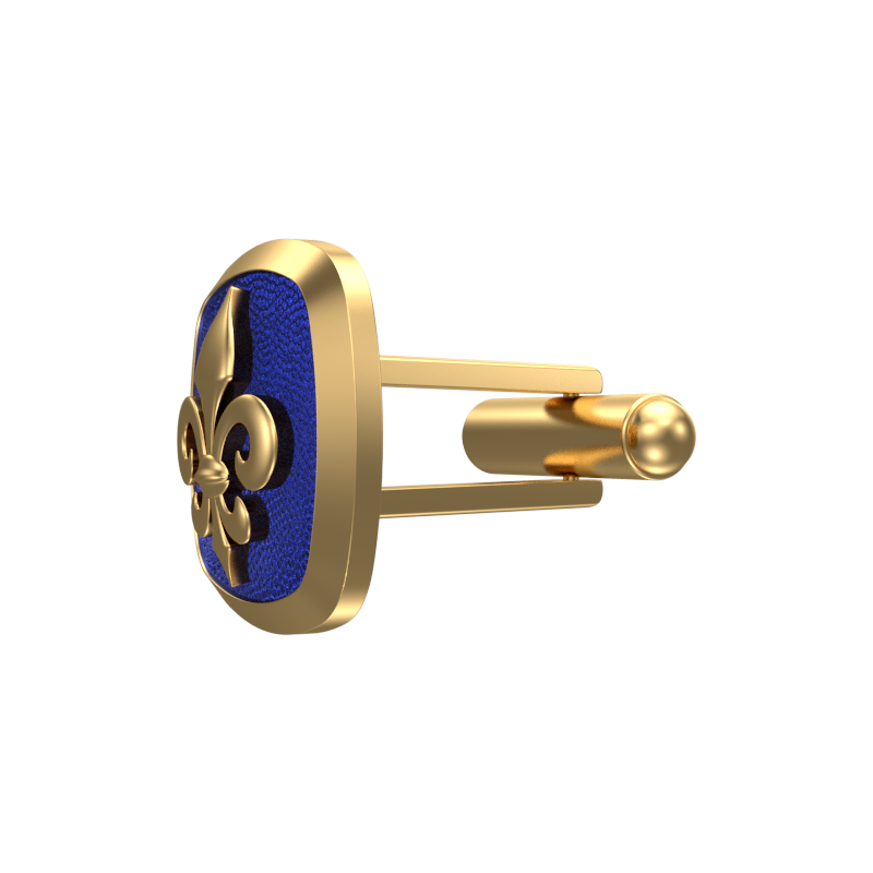 Fleur di lis, Spiritual Cufflink Set with 18kt Gold & Black Ruthenium Plating on Brass.