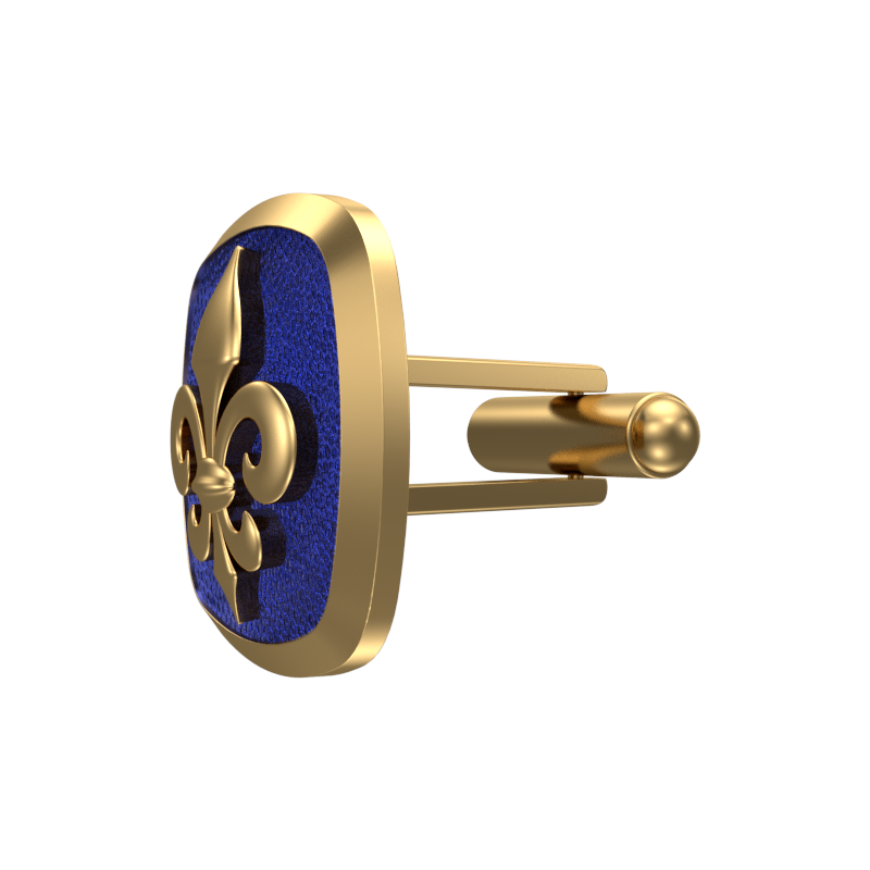 Fleur di lis, Spiritual Cufflink Set with 18kt Gold & Black Ruthenium Plating on Brass.