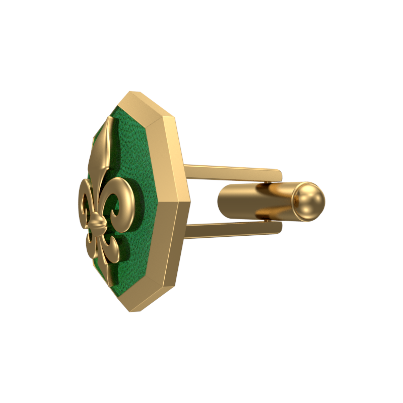Fleur di lis, Spiritual Cufflink Set with 18kt Gold & Black Ruthenium Plating on Brass.