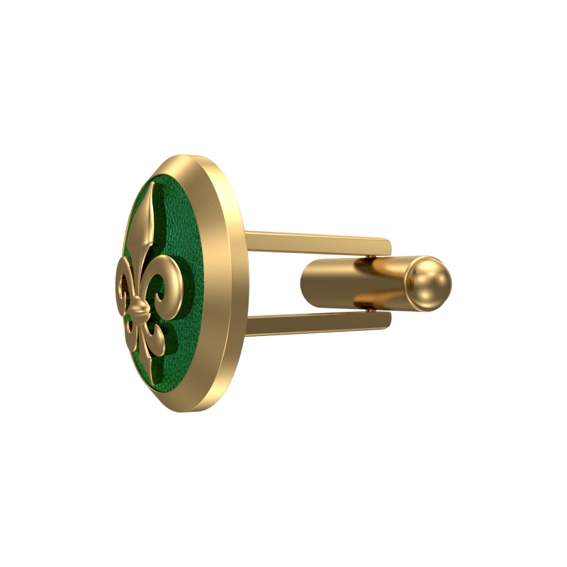 Fleur di lis, Spiritual Cufflink Set with 18kt Gold & Black Ruthenium Plating on Brass.