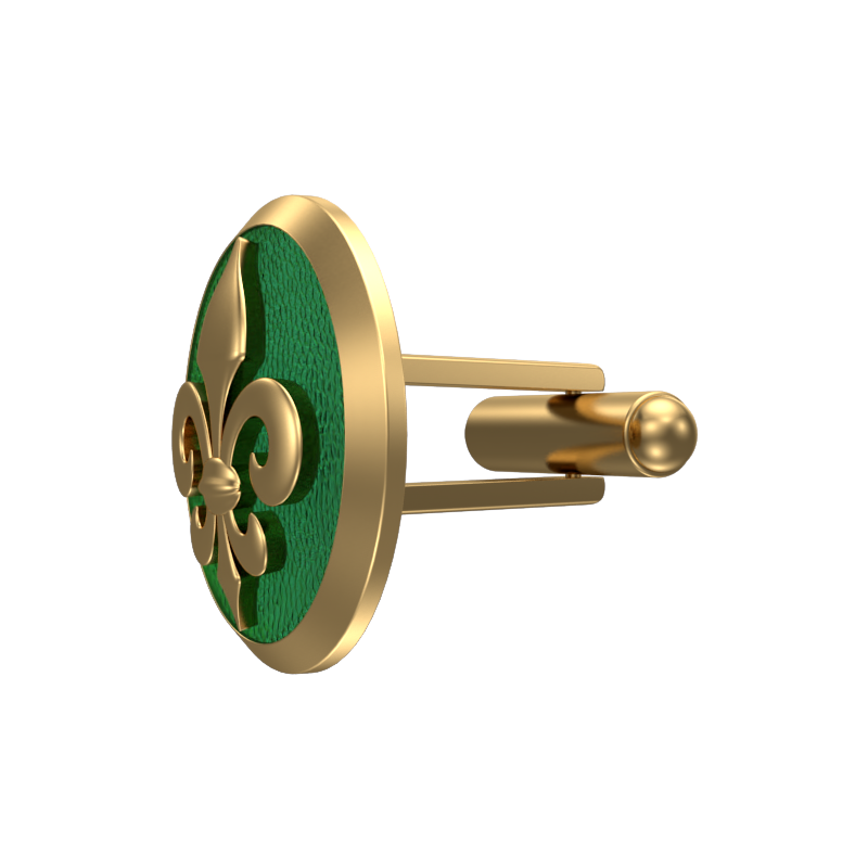 Fleur di lis, Spiritual Cufflink Set with 18kt Gold & Black Ruthenium Plating on Brass.