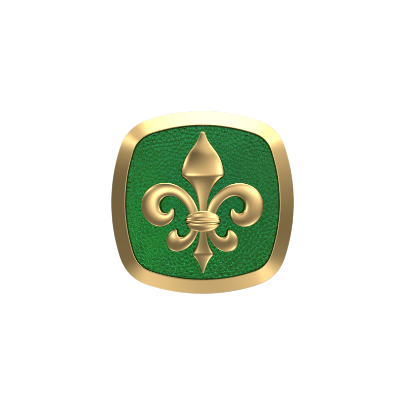Fleur di lis, Spiritual Cufflink Set with 18kt Gold & Black Ruthenium Plating on Brass.