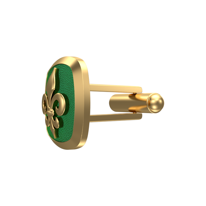 Fleur di lis, Spiritual Cufflink Set with 18kt Gold & Black Ruthenium Plating on Brass.