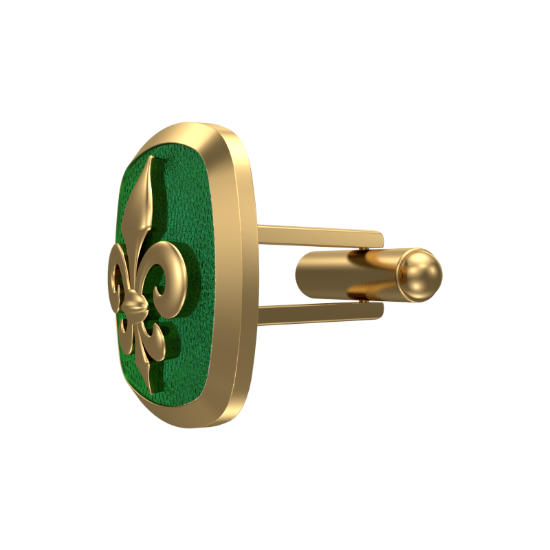 Fleur di lis, Spiritual Cufflink Set with 18kt Gold & Black Ruthenium Plating on Brass.