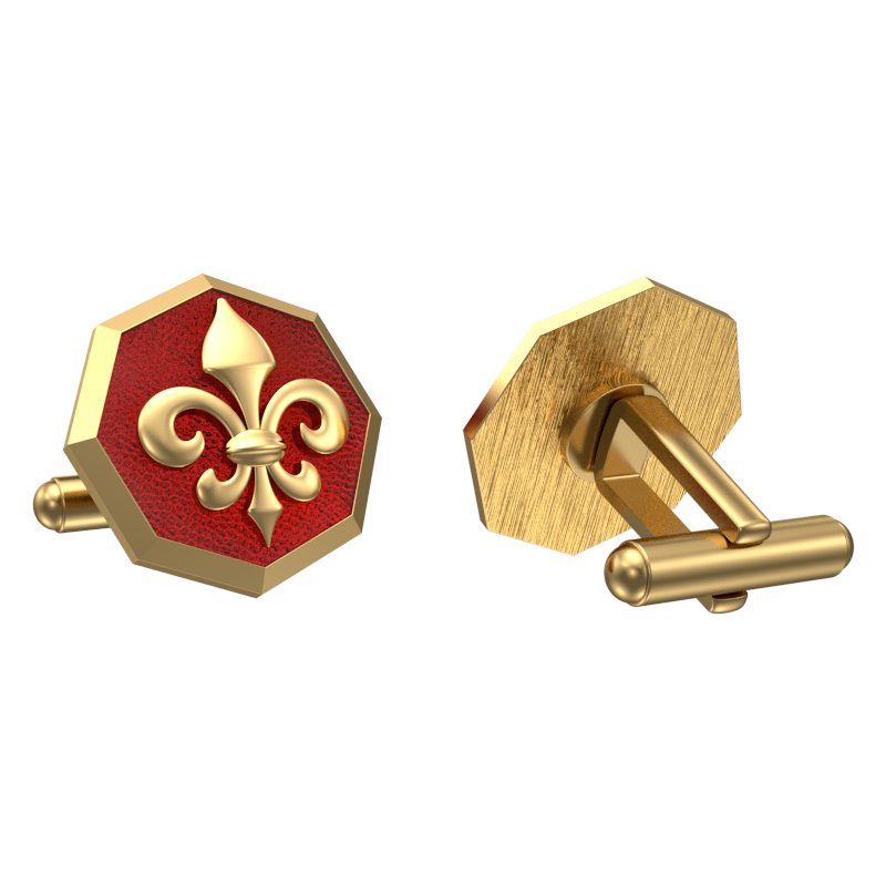 Fleur di lis, Spiritual Cufflink Set with 18kt Gold & Black Ruthenium Plating on Brass.