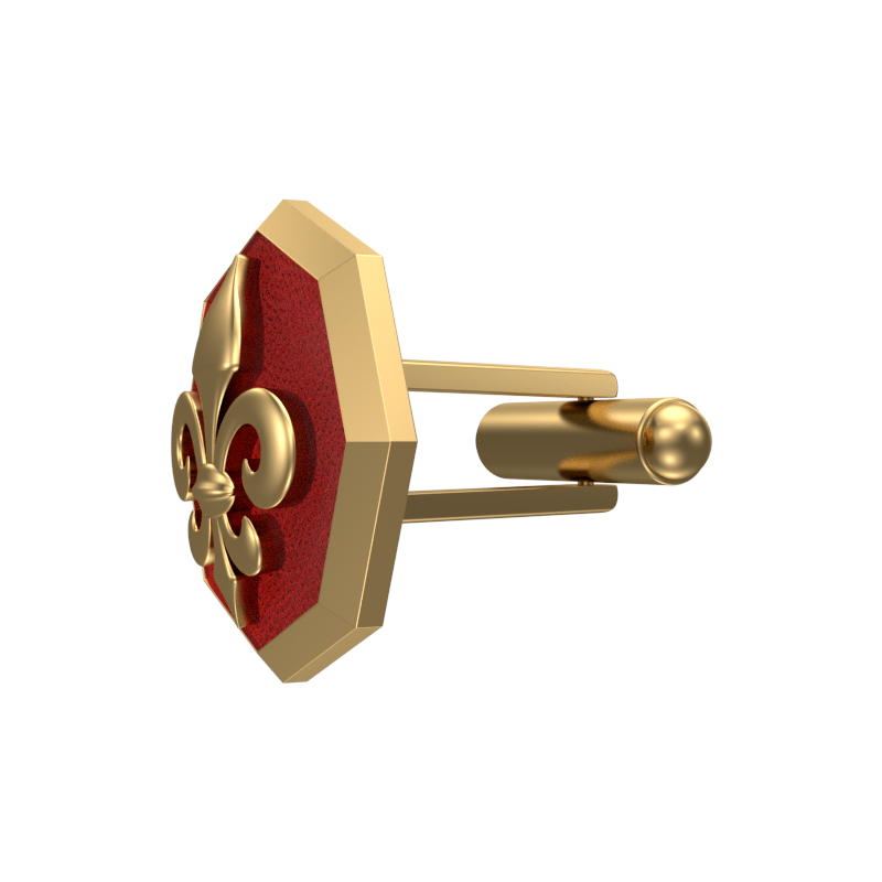 Fleur di lis, Spiritual Cufflink Set with 18kt Gold & Black Ruthenium Plating on Brass.