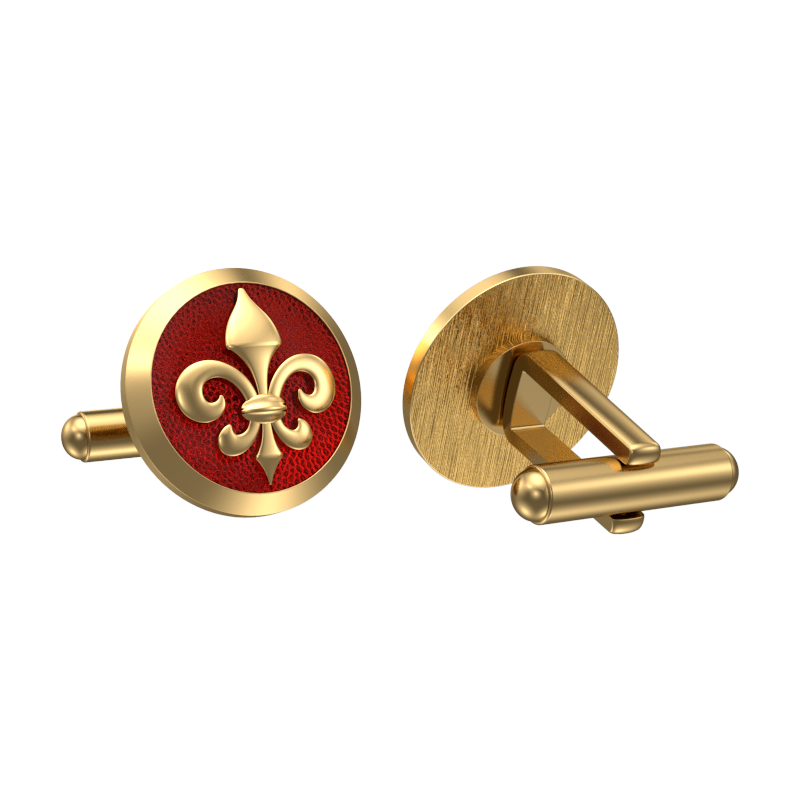 Fleur di lis, Spiritual Cufflink Set with 18kt Gold & Black Ruthenium Plating on Brass.