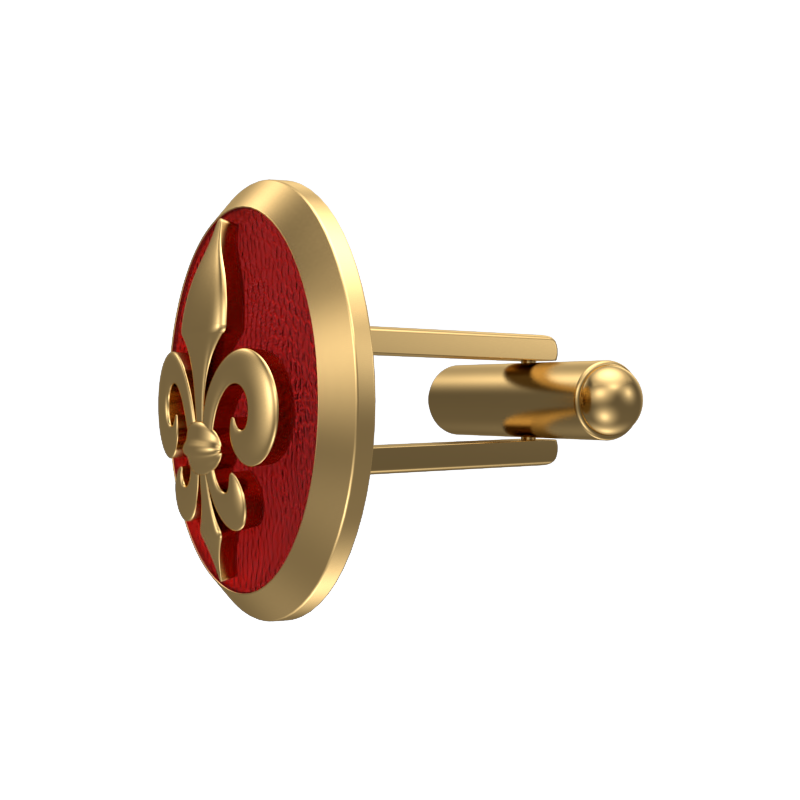 Fleur di lis, Spiritual Cufflink Set with 18kt Gold & Black Ruthenium Plating on Brass.