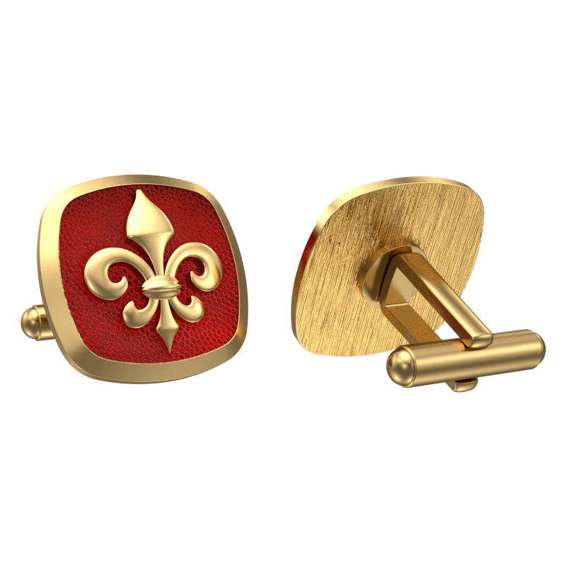 Fleur di lis, Spiritual Cufflink Set with 18kt Gold & Black Ruthenium Plating on Brass.