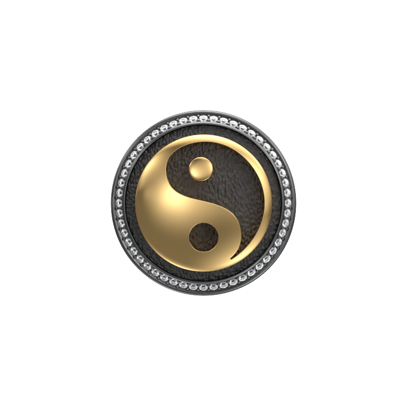 Ying Yang Luxe, Spiritual Cufflink Set with CZ Diamonds, 18kt Gold & Black Ruthenium Plating on Brass.