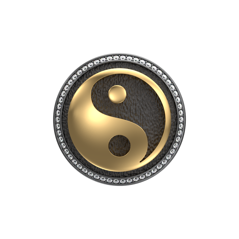 Ying Yang Luxe, Spiritual Cufflink Set with CZ Diamonds, 18kt Gold & Black Ruthenium Plating on Brass.