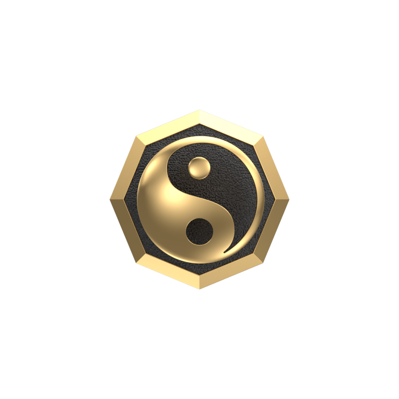 Ying Yang, Spiritual Cufflink Set with 18kt Gold & Black Ruthenium Plating on Brass.