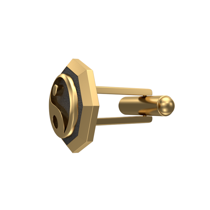 Ying Yang, Spiritual Cufflink Set with 18kt Gold & Black Ruthenium Plating on Brass.