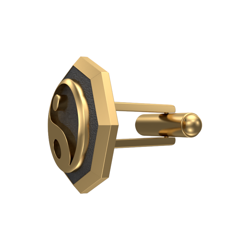 Ying Yang, Spiritual Cufflink Set with 18kt Gold & Black Ruthenium Plating on Brass.