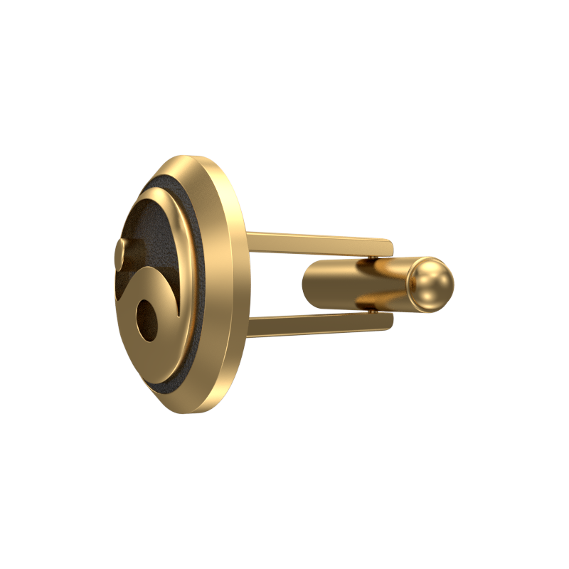 Ying Yang, Spiritual Cufflink Set with 18kt Gold & Black Ruthenium Plating on Brass.