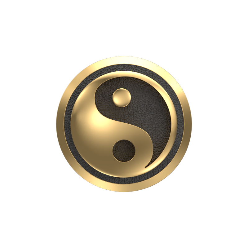 Ying Yang, Spiritual Cufflink Set with 18kt Gold & Black Ruthenium Plating on Brass.