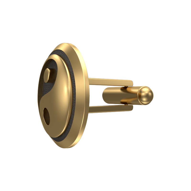 Ying Yang, Spiritual Cufflink Set with 18kt Gold & Black Ruthenium Plating on Brass.