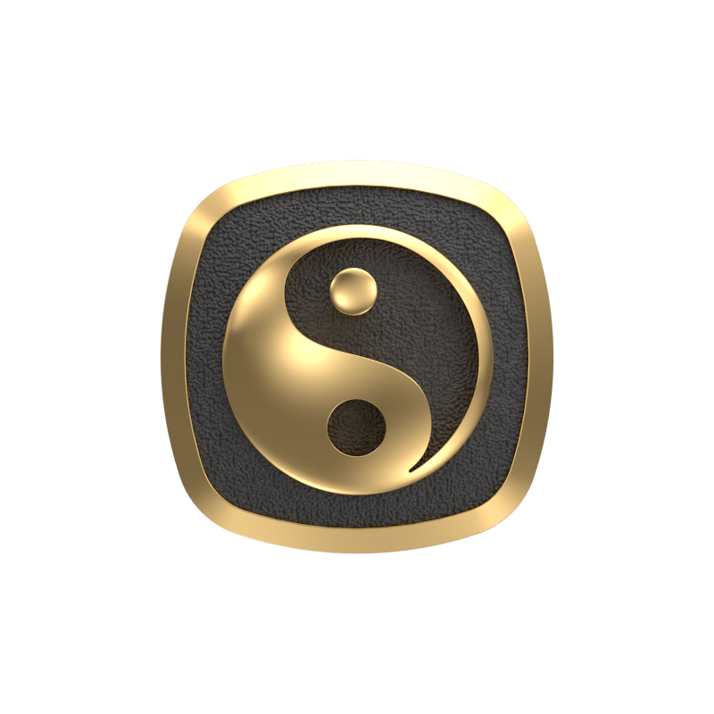 Ying Yang, Spiritual Cufflink Set with 18kt Gold & Black Ruthenium Plating on Brass.