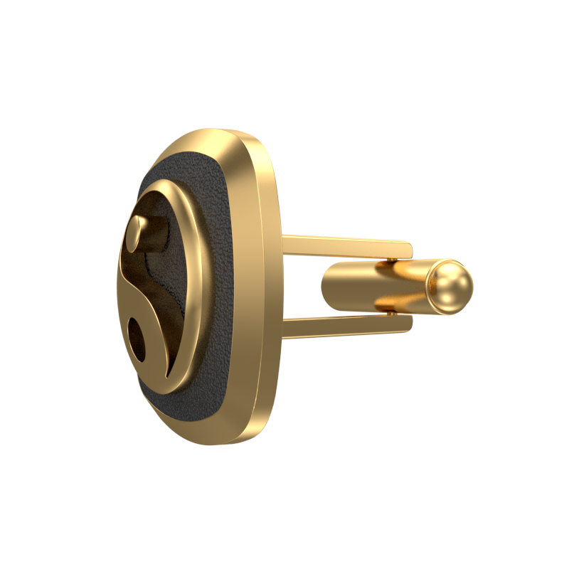 Ying Yang, Spiritual Cufflink Set with 18kt Gold & Black Ruthenium Plating on Brass.