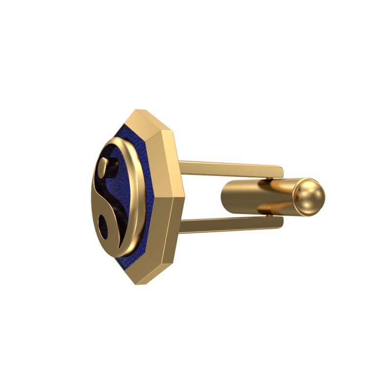 Ying Yang, Spiritual Cufflink Set with 18kt Gold & Black Ruthenium Plating on Brass.